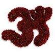 A meticulous mosaic forms the number 33 from countless tiny, dark red to maroon shimmering granules that catch the light like edible sprinkles or fine craft glitter. From a short distance the pair of threes read as solid numerals; close up the surface fragments reveal a tactile, slightly uneven texture with minute highlights and shadowed recesses that suggest a hand-assembled composition. The deep, wine-coloured tones sit sharply against a pristine white background, and the whole sculpture casts a soft, diffused grey shadow beneath it that gives the impression of slight elevation, as if the numerals float a hair's breadth above the surface. The material choice - whether confectionery sugar crystals, metallic craft flakes, or decorative beads - lends the image a faint suggestion of celebration and indulgence as much as precision and craft. There is an implied crispness to the composition, the way light skims over tiny angles and produces a subtle shimmering so reminiscent of late-afternoon sun on wet cobbles near Harold Wood station. Contextually, this piece reads as both festive and exact: ideal to mark a 33rd birthday, a thirty-three percent milestone, a product count, or a numbered chapter in a carefully curated gallery. As a local florist-imaginer I picture this crafted element resting on clean white card for a shop window on Station Road or used as an accent on a celebratory table at a community hall near Ingrebourne Park. The image anchors numerical importance with decorative texture, combining precision, sparkle and local character into a single, quietly striking visual statement.